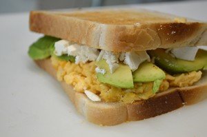 Scrambled Eggs, Avocado and Feta on Toast